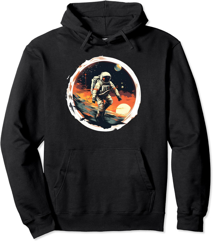 Astronaut Outer Space Gifts Science star moon retro vintage Pullover Hoodie