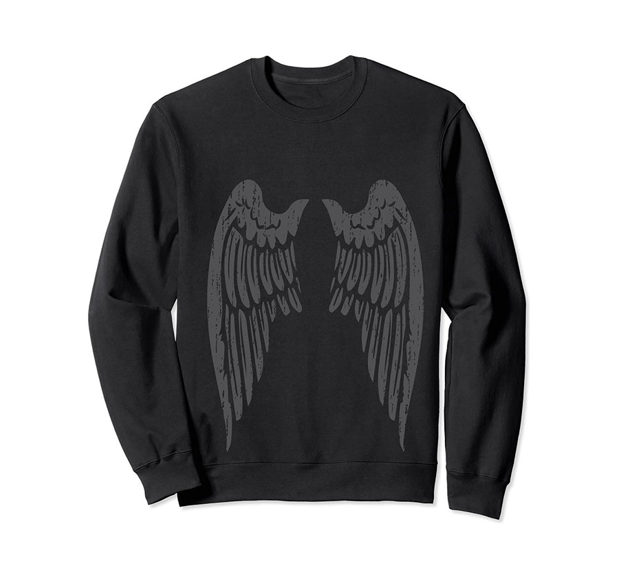 Black Angel Wings Back Hoodie for Men and Women, T-Shirt