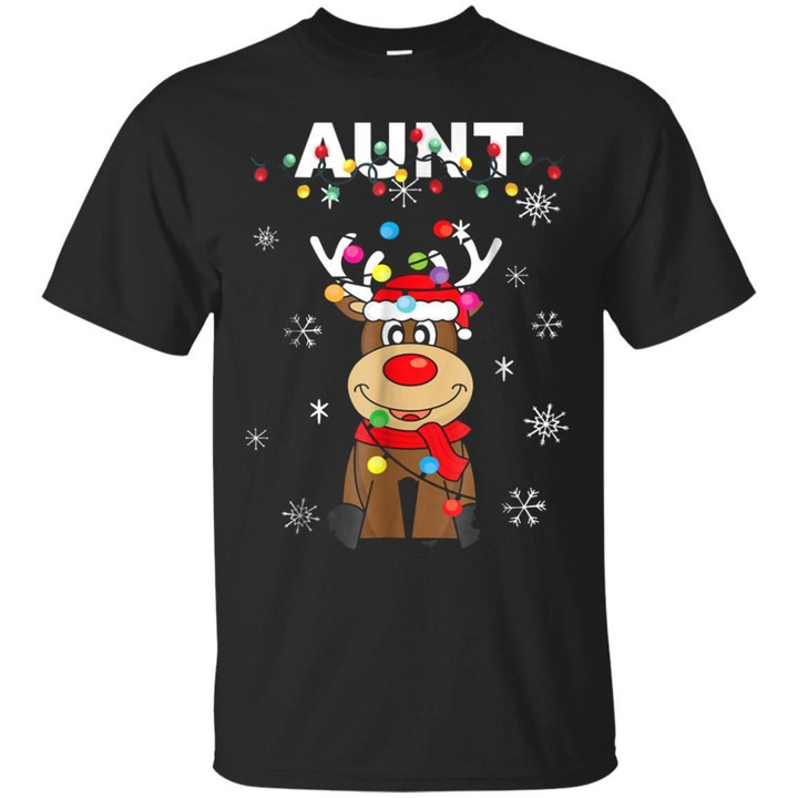 Aunt Reindeer Lights Pajama Family Christmas Tshirt