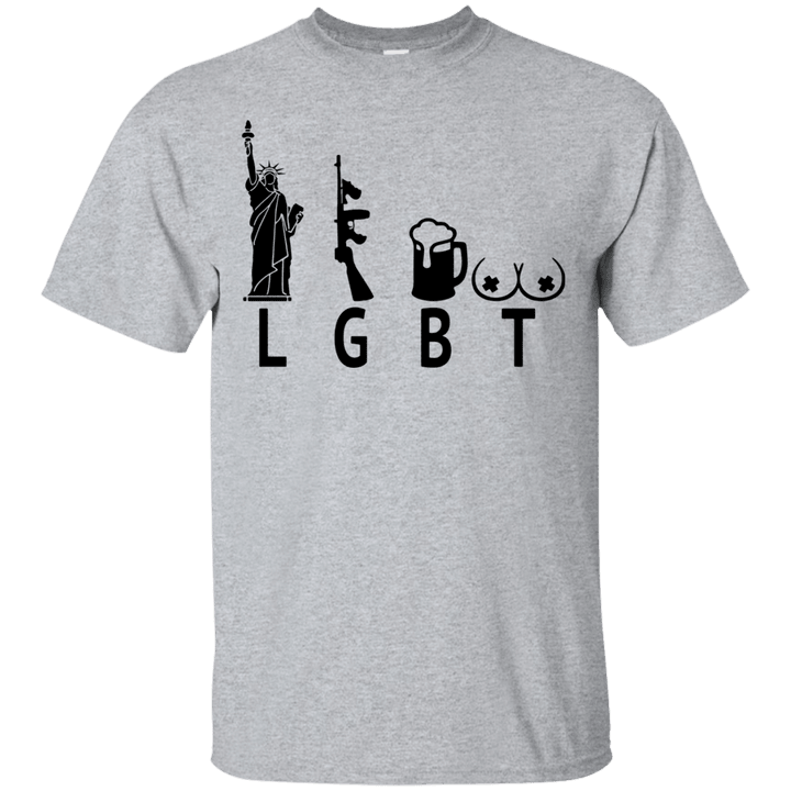 homophobic LGBT T-shirt liberty guns and funny tee