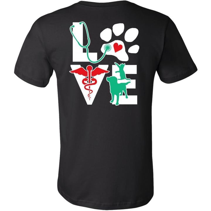 Veterinarian Love dog and cat on the back T-shirt