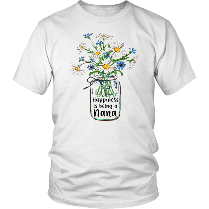 Women Happiness Is Being Nana Life T-Shirt Flower Art - Flower Bottle Hippie Mothers Day Shirt