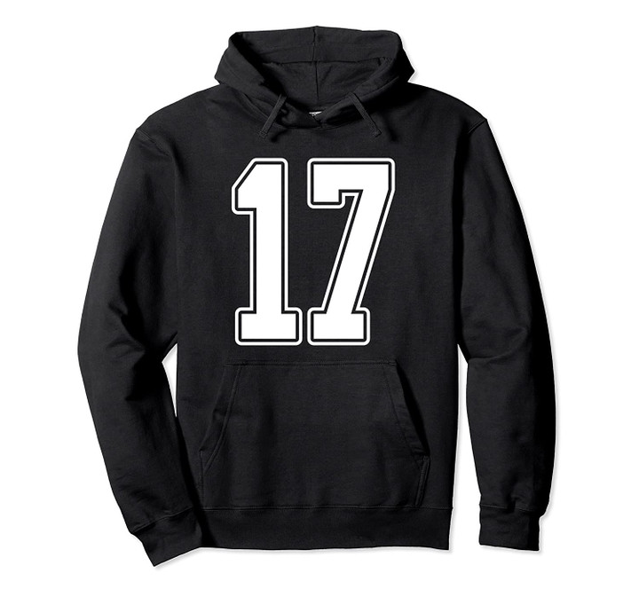 #17 White Outline Number 17 Sports Fan Jersey Style Pullover Hoodie, T Shirt, Sweatshirt
