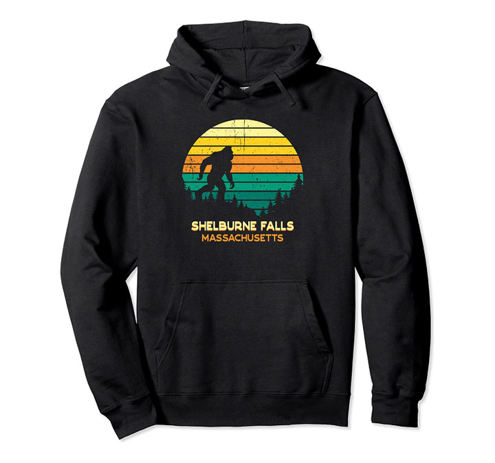 Retro Bayou Shelburne Falls, Massachusetts Bigfoot Souvenir Pullover Hoodie, T Shirt, Sweatshirt