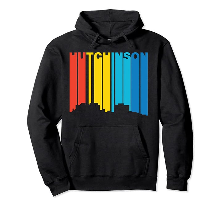 Retro 1970's Style Hutchinson Kansas Skyline Hoodie, T Shirt, Sweatshirt