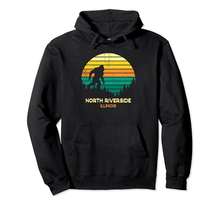 Retro Bayou North Riverside, Illinois Bigfoot Souvenir Pullover Hoodie, T Shirt, Sweatshirt