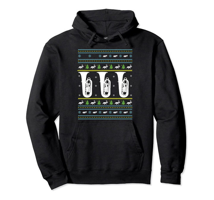 Ugly Christmas Sweater Funny Brass Tuba Player Gift Pullover Hoodie, T Shirt, Sweatshirt