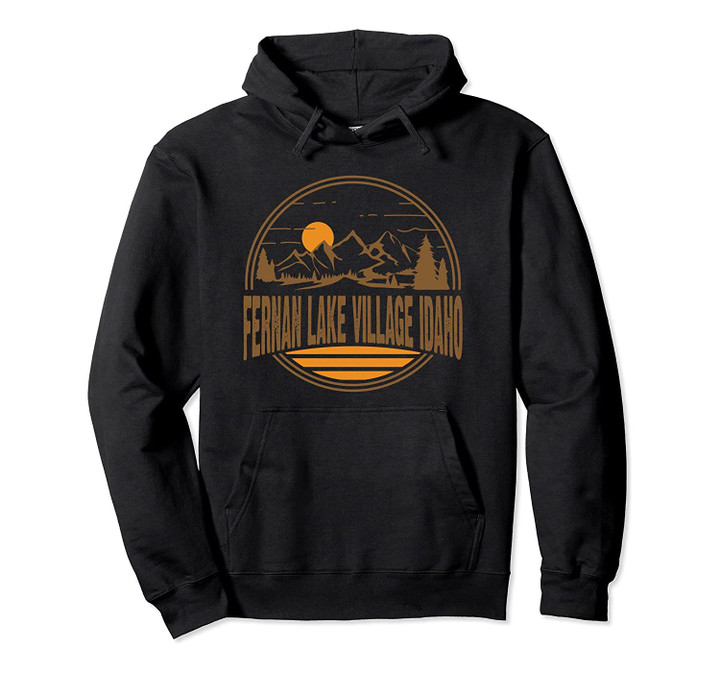 Vintage Fernan Lake Village Idaho Mountain Hiking Print Pullover Hoodie, T Shirt, Sweatshirt