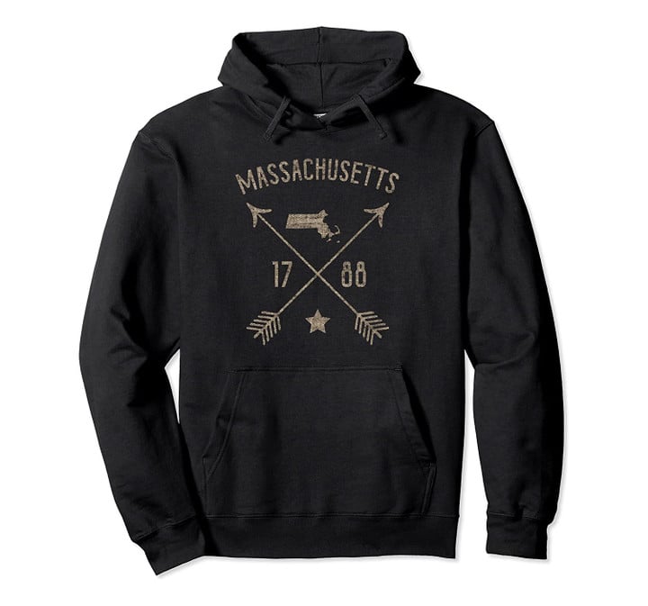Vintage Massachusetts Distressed Home State Map Boho Arrows Pullover Hoodie, T Shirt, Sweatshirt