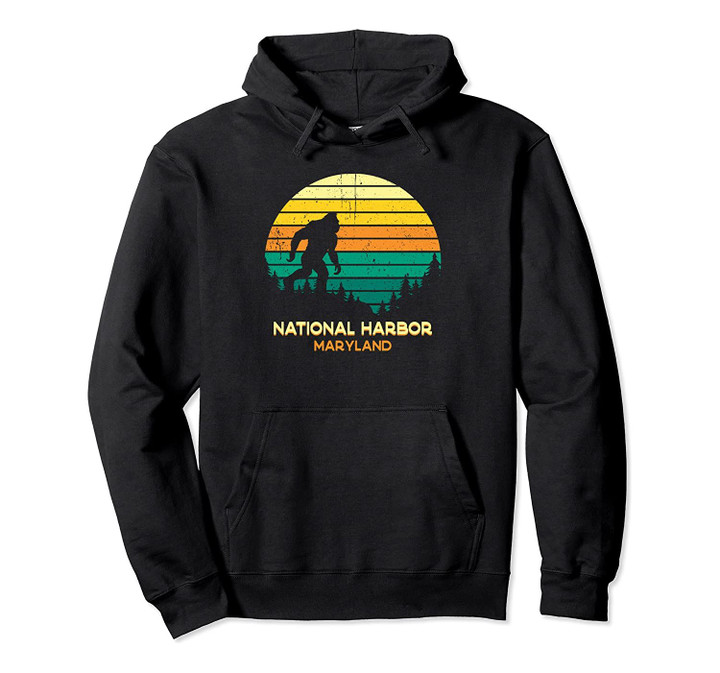 Retro Bayou National Harbor, Maryland Bigfoot Souvenir Pullover Hoodie, T Shirt, Sweatshirt