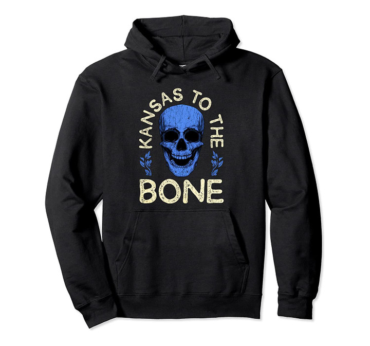 Kansas To The Bone Vintage Blue Skull Pullover Hoodie, T Shirt, Sweatshirt