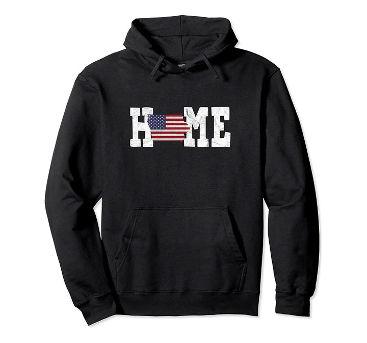 Iowa American Flag Home State Shape Vintage Distressed Look Pullover Hoodie, T Shirt, Sweatshirt
