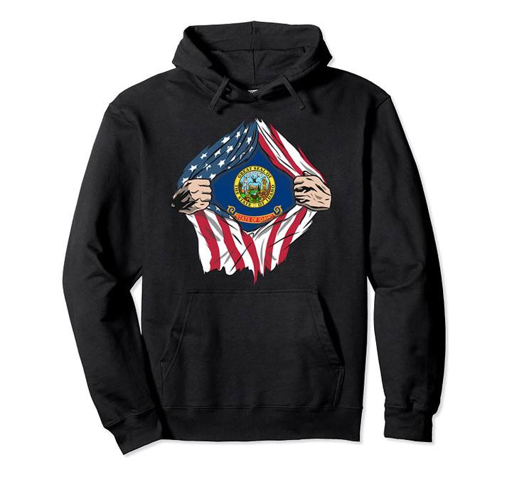 American Patriotic Gifts - Idaho State Flag Pullover Hoodie, T Shirt, Sweatshirt