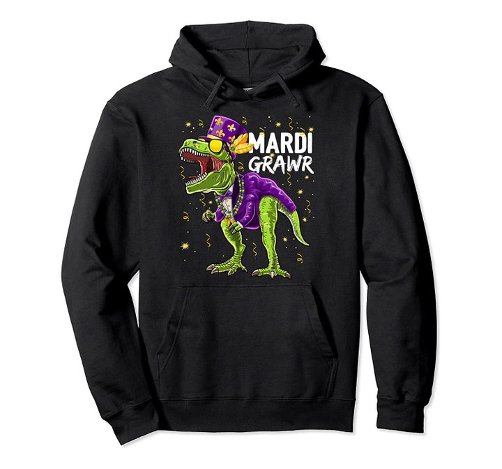 Mardi Gras Dinosaur Costume It's Mardi Gral Y'all-Beads Pullover Hoodie, T Shirt, Sweatshirt