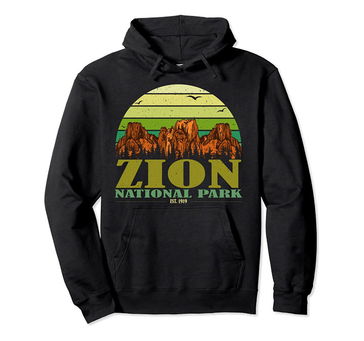 Zion National Park Utah Mountain Est 1919 Retro Vintage Pullover Hoodie, T Shirt, Sweatshirt