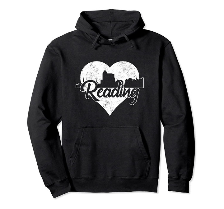 Retro Reading Pennsylvania Skyline Heart Distressed Pullover Hoodie, T Shirt, Sweatshirt
