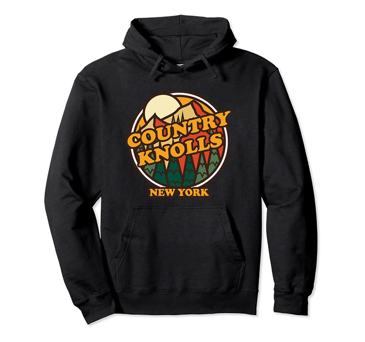 Vintage Country Knolls, New York Mountain Hiking Print Pullover Hoodie, T Shirt, Sweatshirt