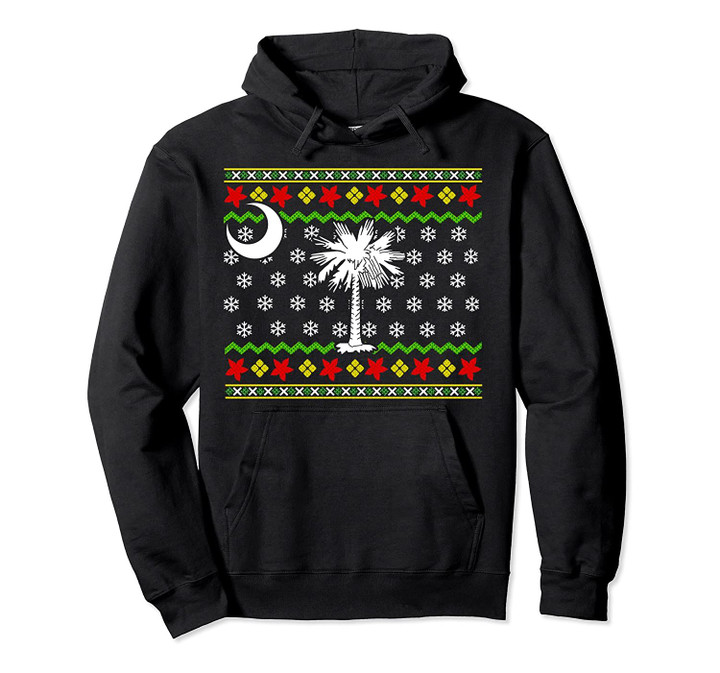 South Carolina Flag Ugly Christmas Pattern Gift Pullover Hoodie, T Shirt, Sweatshirt