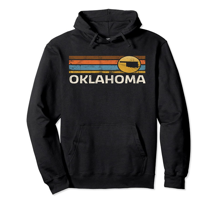 Graphic Tee Oklahoma US State Map Vintage Retro Stripes Pullover Hoodie, T Shirt, Sweatshirt