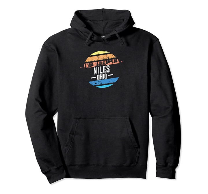 Vintage Niles, Ohio Sunset Souvenir Print Pullover Hoodie, T Shirt, Sweatshirt