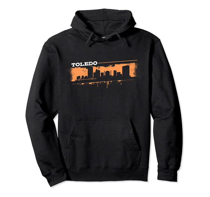 Toledo Ohio Skyline Retro Grafitti Style Pullover Hoodie, T Shirt, Sweatshirt