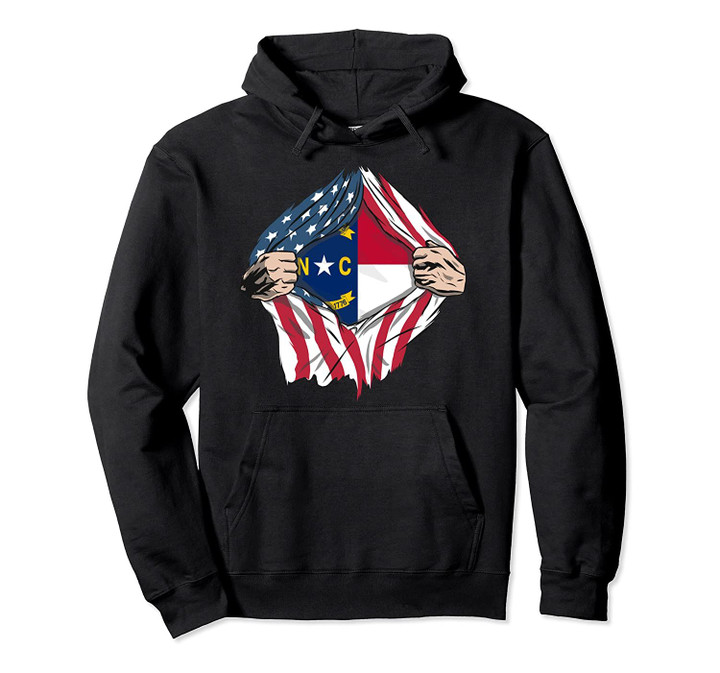 American Patriotic Gifts - North Carolina State Flag Pullover Hoodie, T Shirt, Sweatshirt