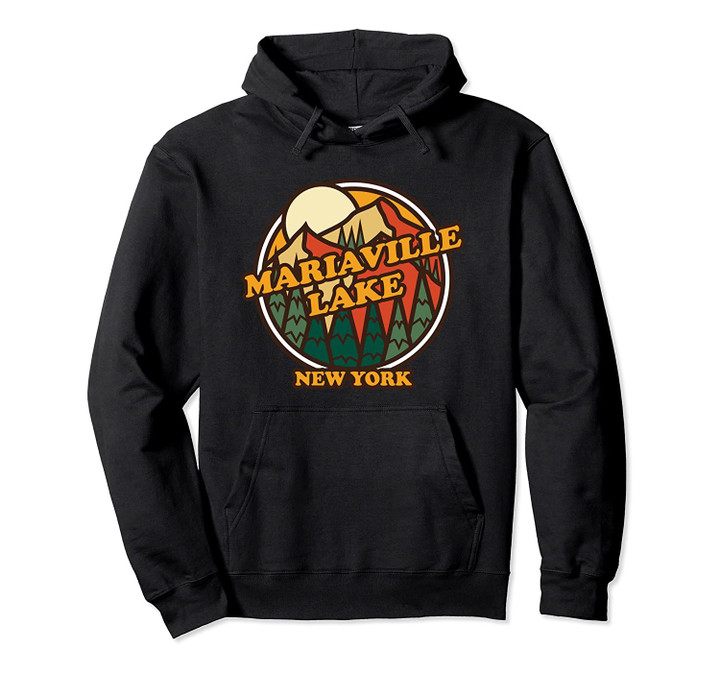 Vintage Mariaville Lake, New York Mountain Hiking Print Pullover Hoodie, T Shirt, Sweatshirt