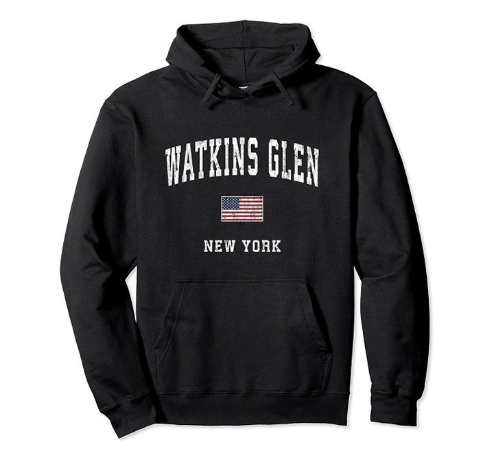 Watkins Glen New York NY Vintage American Flag Sports Design Pullover Hoodie, T Shirt, Sweatshirt