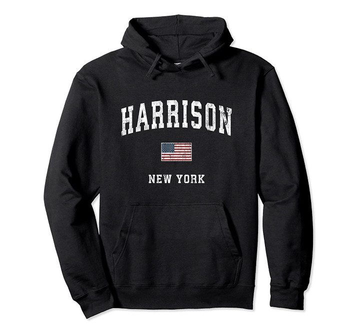 Harrison New York NY Vintage American Flag Sports Design Pullover Hoodie, T Shirt, Sweatshirt