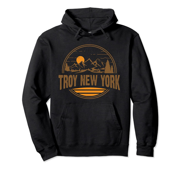 Vintage Troy, New York Mountain Hiking Souvenir Print Pullover Hoodie, T Shirt, Sweatshirt