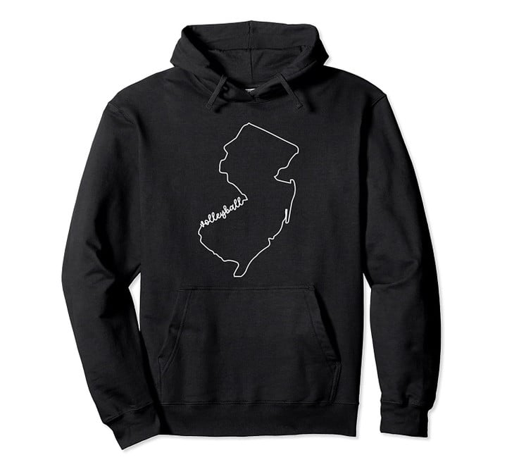 State of New Jersey Outline with Volleyball Script ACJ230b Pullover Hoodie, T Shirt, Sweatshirt