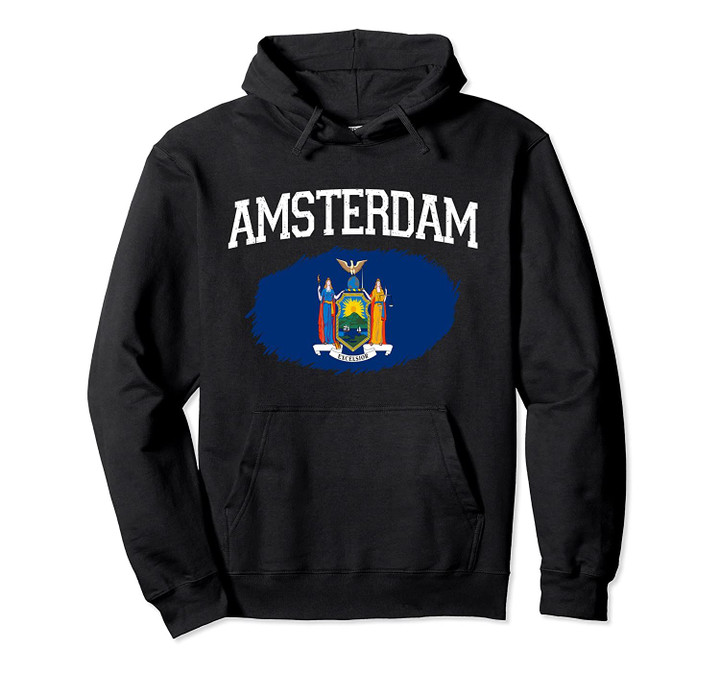 AMSTERDAM NY NEW YORK Flag Vintage USA Sports Men Women Pullover Hoodie, T Shirt, Sweatshirt