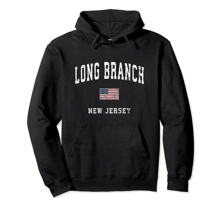Long Branch New Jersey NJ Vintage American Flag Sports Pullover Hoodie, T Shirt, Sweatshirt