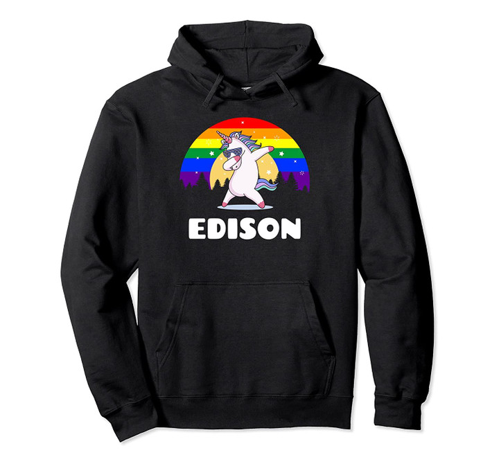 Edison New Jersey - LGBTQ Gay Pride Rainbow Pullover Hoodie, T Shirt, Sweatshirt