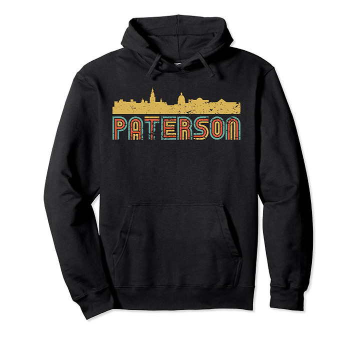 Vintage Retro Paterson New Jersey Skyline Pullover Hoodie, T Shirt, Sweatshirt