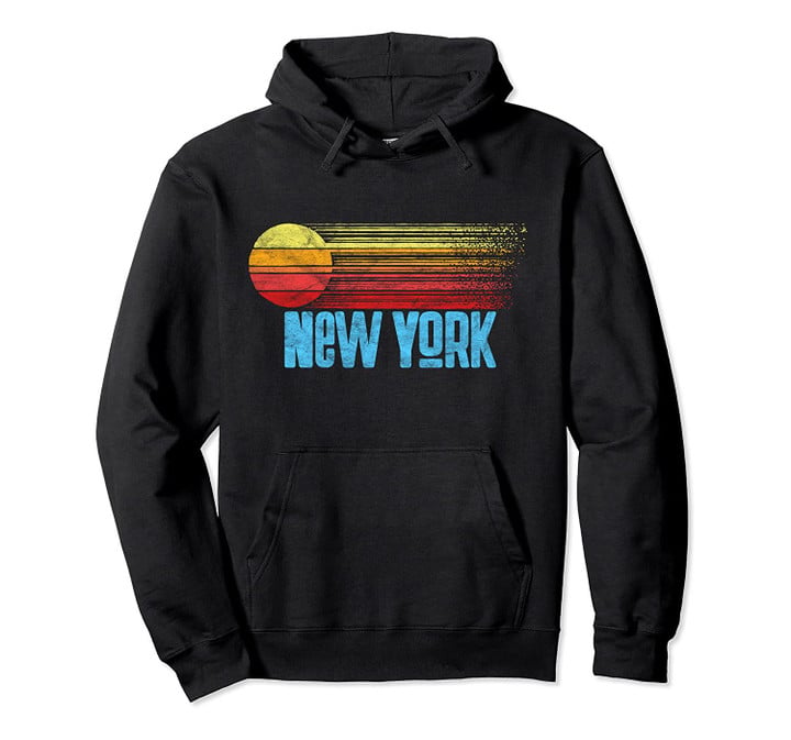 New York Retro Distressed Sun Vintage Graphic Pullover Hoodie, T Shirt, Sweatshirt