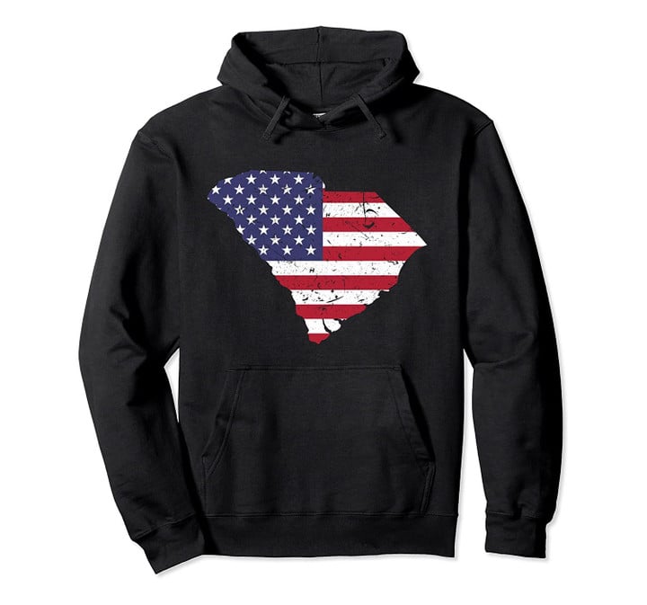 South Carolina Map State American Flag 4th Of July Tee Pullover Hoodie, T Shirt, Sweatshirt