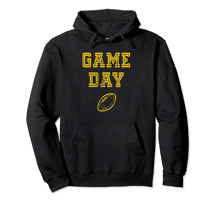Game Day Retro Football Saturday Tailgating Fan Gold Letter Pullover Hoodie, T Shirt, Sweatshirt
