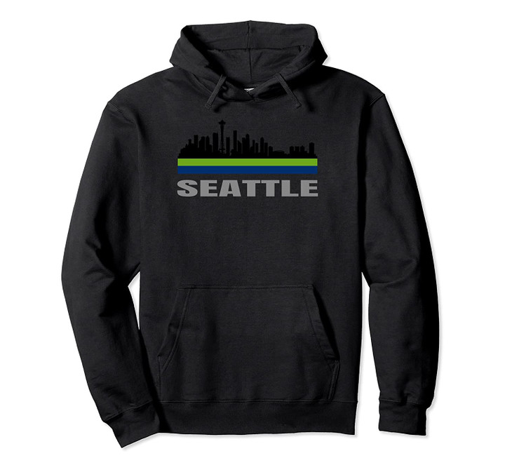 Vintage Downtown Seattle Washington Skyline Football Tee Pullover Hoodie, T Shirt, Sweatshirt