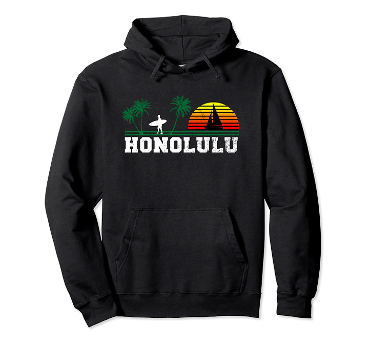 Honolulu Hawaii Shirt Distressed HI Surfing Gift Souvenir Pullover Hoodie, T Shirt, Sweatshirt