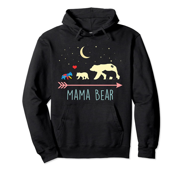 Autism Awareness Mama Bear with 3 Cubs Pullover Hoodie, T Shirt, Sweatshirt