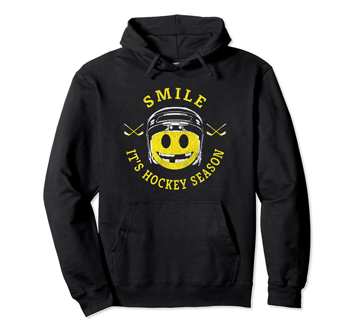Retro Vintage Smile It's Hockey Season - Hockey Pullover Hoodie, T Shirt, Sweatshirt