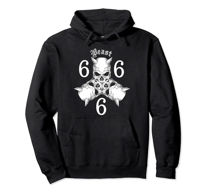 666 Skull Beast Evil Devil Occult Satanic Baphomet Horns Pullover Hoodie, T Shirt, Sweatshirt