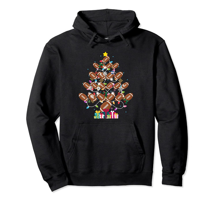 Football Christmas Tree Lights Pullover Hoodie, T Shirt, Sweatshirt