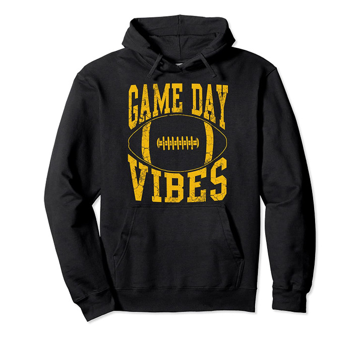 Game Day Vibes Yellow Football Gift Pullover Hoodie, T Shirt, Sweatshirt