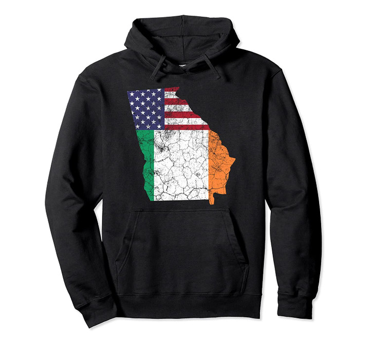 Georgia Irish American Flag St. Patrick's Day Vintage Gift Pullover Hoodie, T Shirt, Sweatshirt