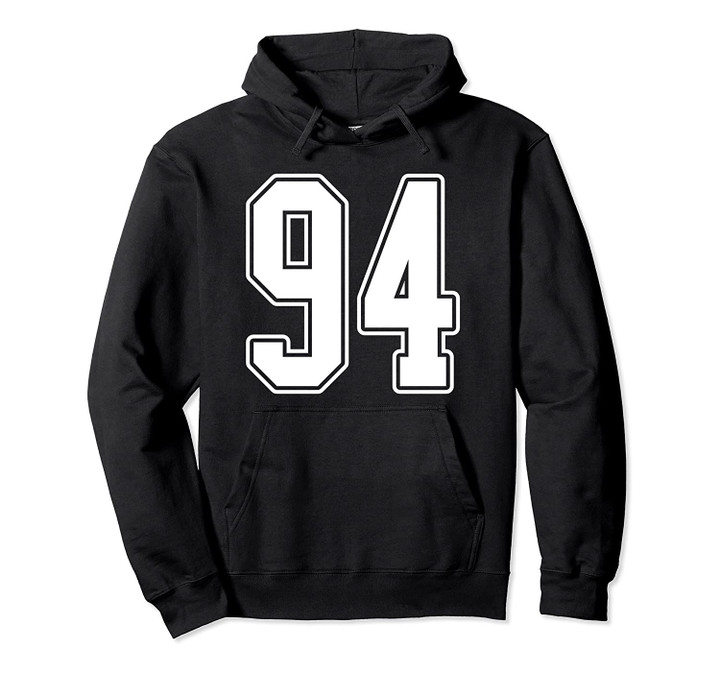 #94 White Outline Number 94 Sports Fan Jersey Style Pullover Hoodie, T Shirt, Sweatshirt
