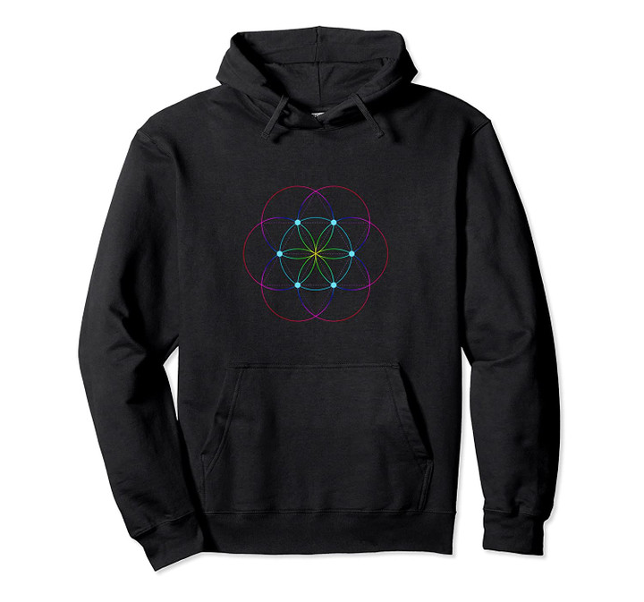 Rainbow Seed of Life Sacred Geometry Shirt Pullover Hoodie, T Shirt, Sweatshirt
