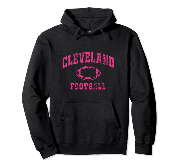 Retro Breast Cancer Awareness Cleveland Fan Football Pullover Hoodie, T Shirt, Sweatshirt