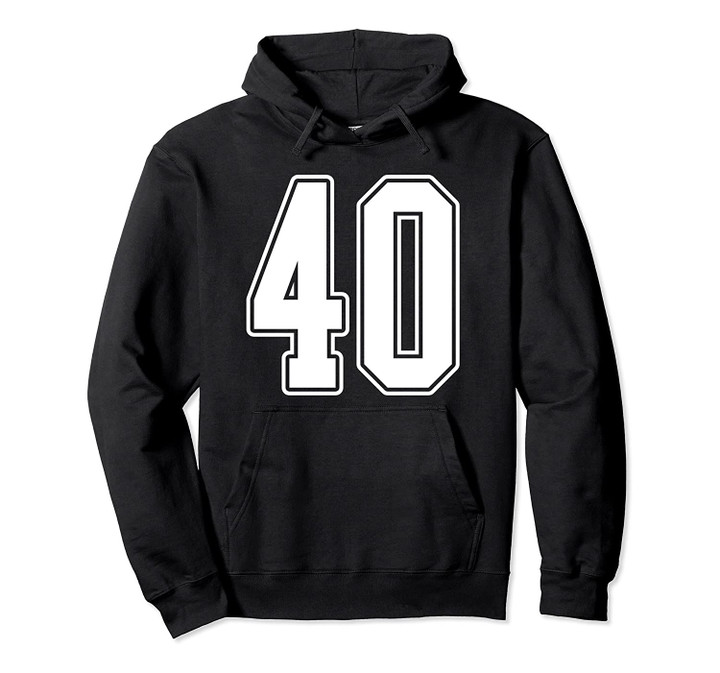 #40 White Outline Number 40 Sports Fan Jersey Style Pullover Hoodie, T Shirt, Sweatshirt